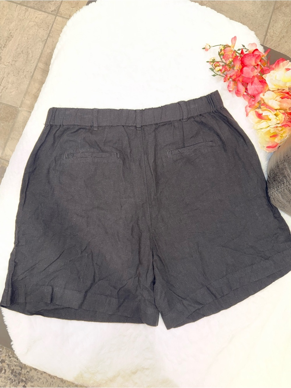 NWT NIC+ZOE Black Tailored Linen-Blend Shorts Size 14 - Picture 8 of 8